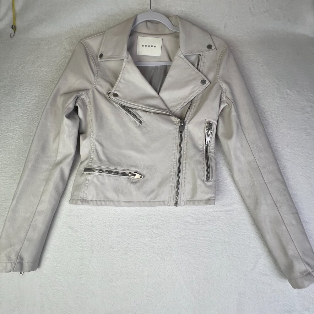 BlankNYC Moto Jacket Womens XS Gray‎ Faux Leather Biker Asymmetrical Zip Short